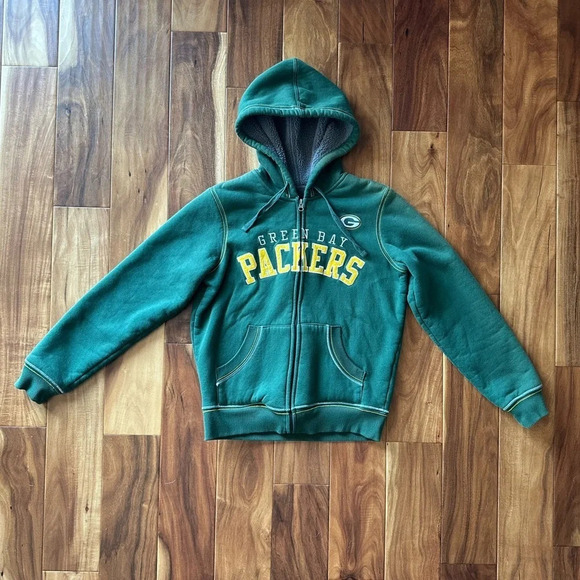 NFL Green Bay Packers Zip-up Fleece Lined Hoodie size Medium - Picture 1 of 3